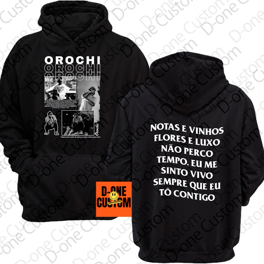 Moletom Blusa De Frio Orochi Cantor Hip-Hop Biografia Nasci Sem Medo De Altura Notas e Vinhos