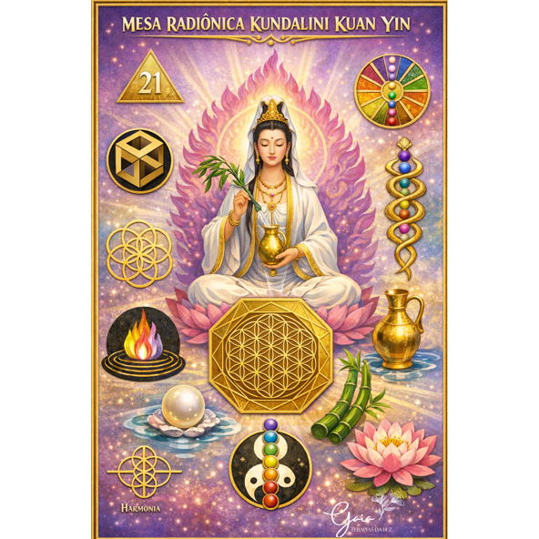 Mesa Radiônica Kundalini Kuan Yin | Cura Energética Chakras Proteção Amor Próprio + Protocolo Completo