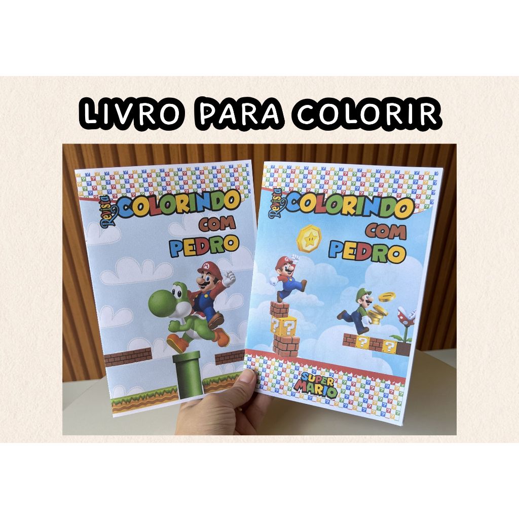 Kit 15 Livrinho de Colorir - Festa Aniversário - Lembrancinha Infantil Personalizada  - Livro de Colorir - SUPER MARIO