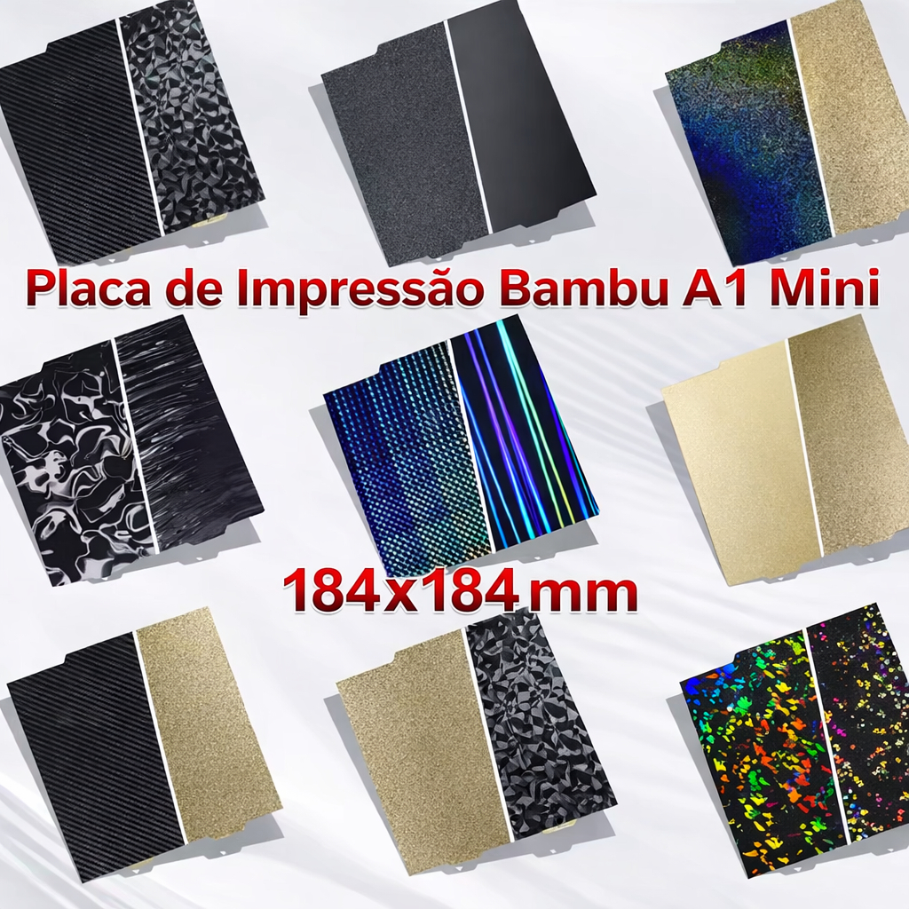 Bambu Lab A1 Mini Placa de Construção mesa Suave Texturizada PEY PEO PET PEI Cama Primavera Folha de Pei de Aço 184x184