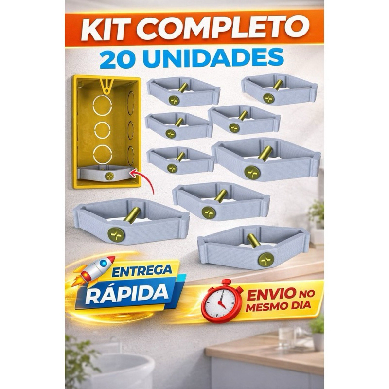 20 Kit Reparo  Salva abas de Luz 4x2 para Tomada e Interruptor Elétrico Fácil e Instalação Rápida em caixinha de Parede
