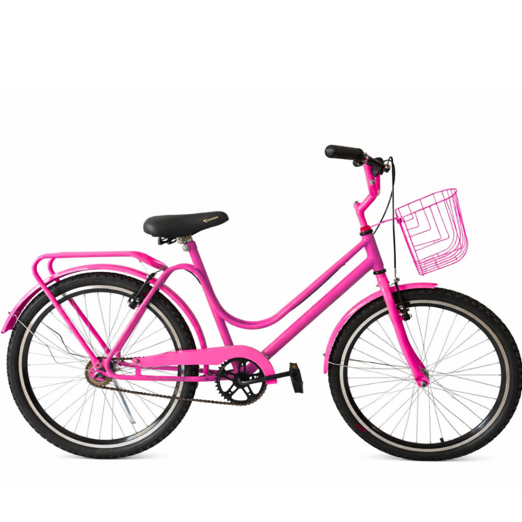 Bicicleta Infantil Aro 24 Feminina Flora XTBK tipo Brisa Ceci com Cestinha e Bagageiro - Pink com Rosa