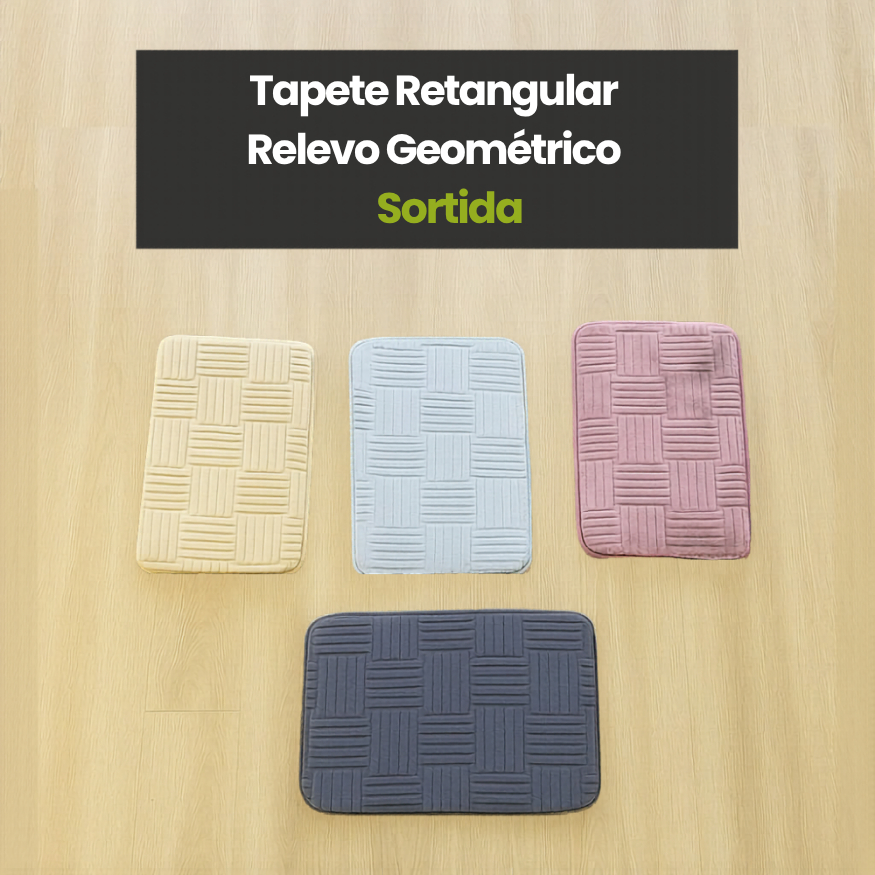 Tapete Retangular Quarto Sala Banheiro Macio Relevo Geométrico Cinza Rosa Azul Bege Preto