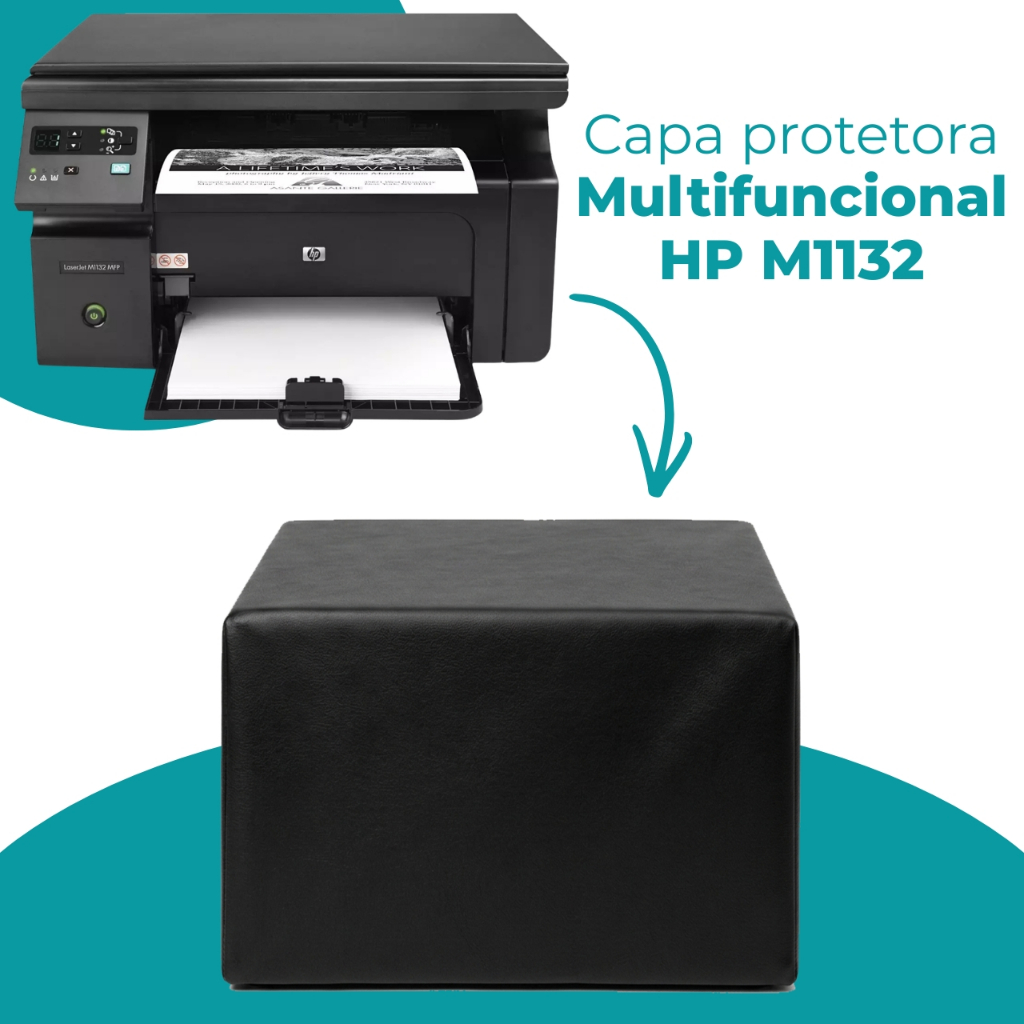Capa Impressora Multifuncional HP M1132 Corino Preto Impermeavel Reforçado Protetor Sol Poeira Agua