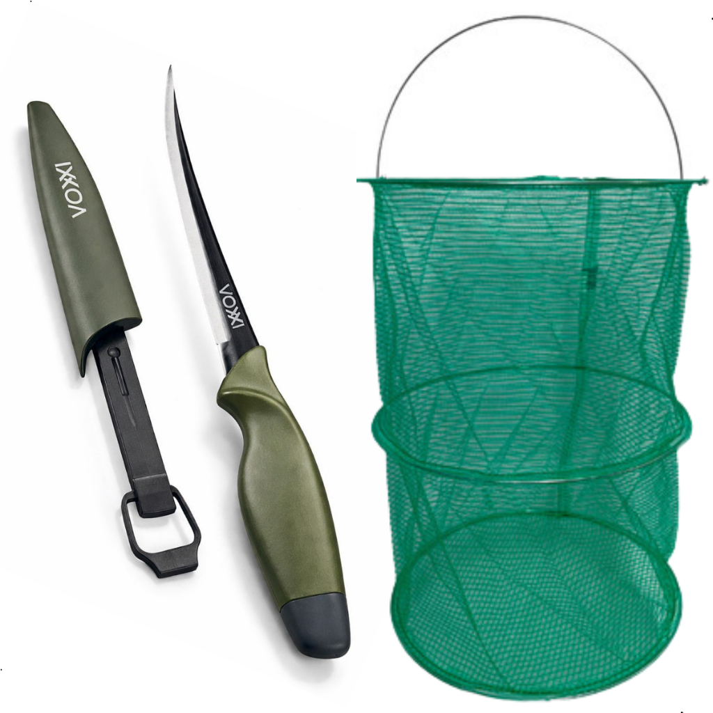 Kit Sambura Covo Nylon Camarão Tampa N.2 + Faca Fileteira Voxxi com Clip
