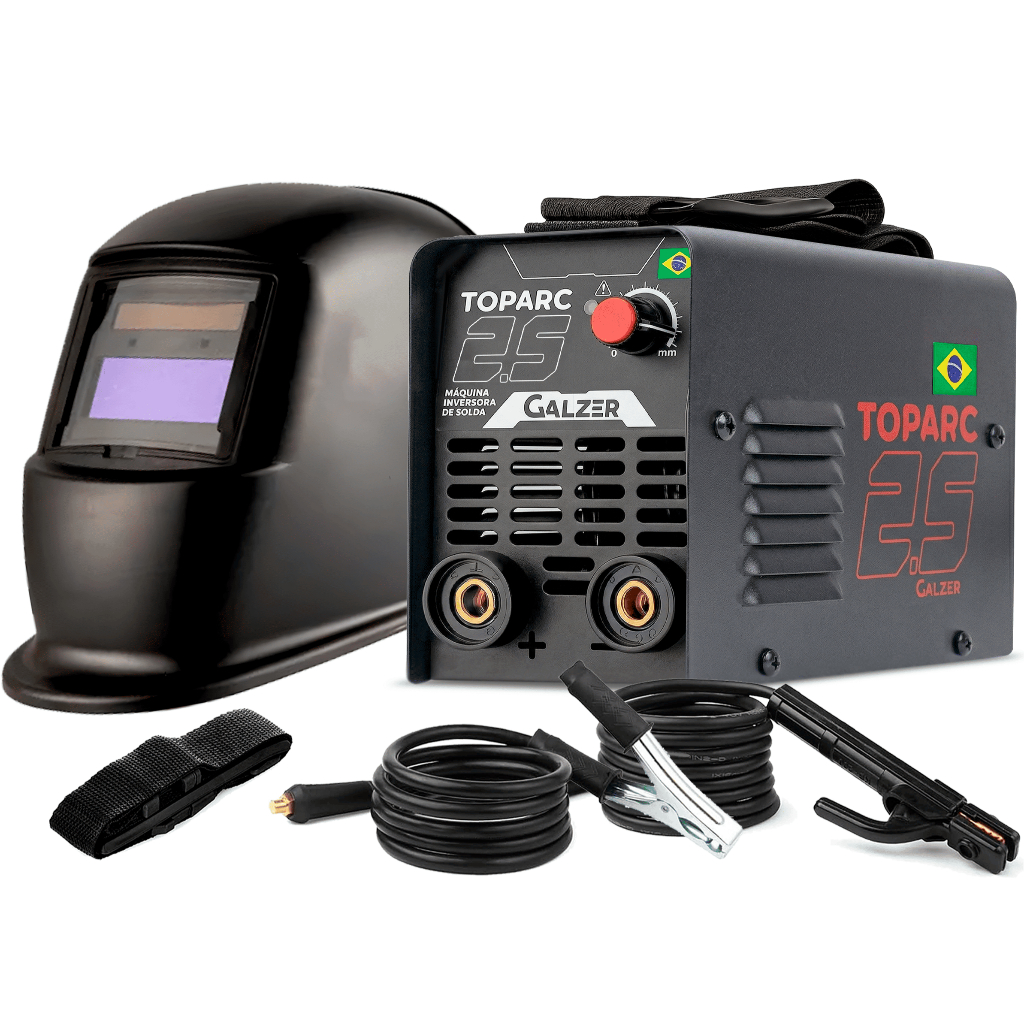 Máquina De Solda Inversora 120a Eletrodo 220v Com Máscara Preto E Vermelho