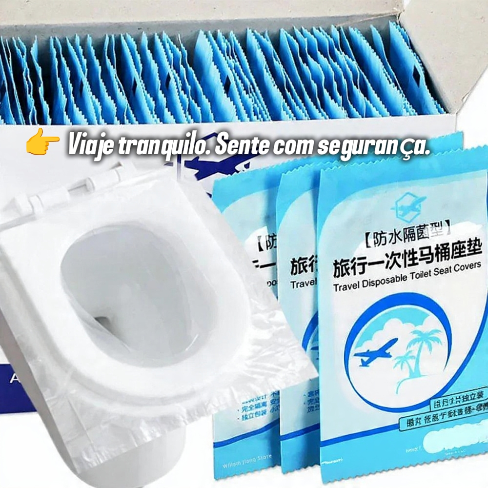 50 Protetores Assento Sanitário Descartável Plástico Privada Folha Forro Bacia Banheiro Público