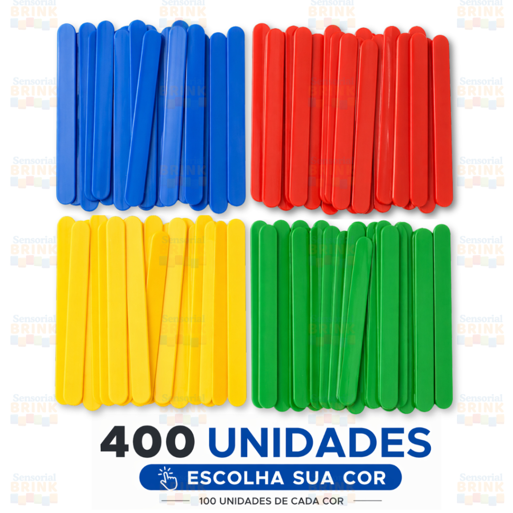 Kit Palitos de Plástico Coloridos Até 400 Unidades – Educativo Montessori para Contagem e Coordenação