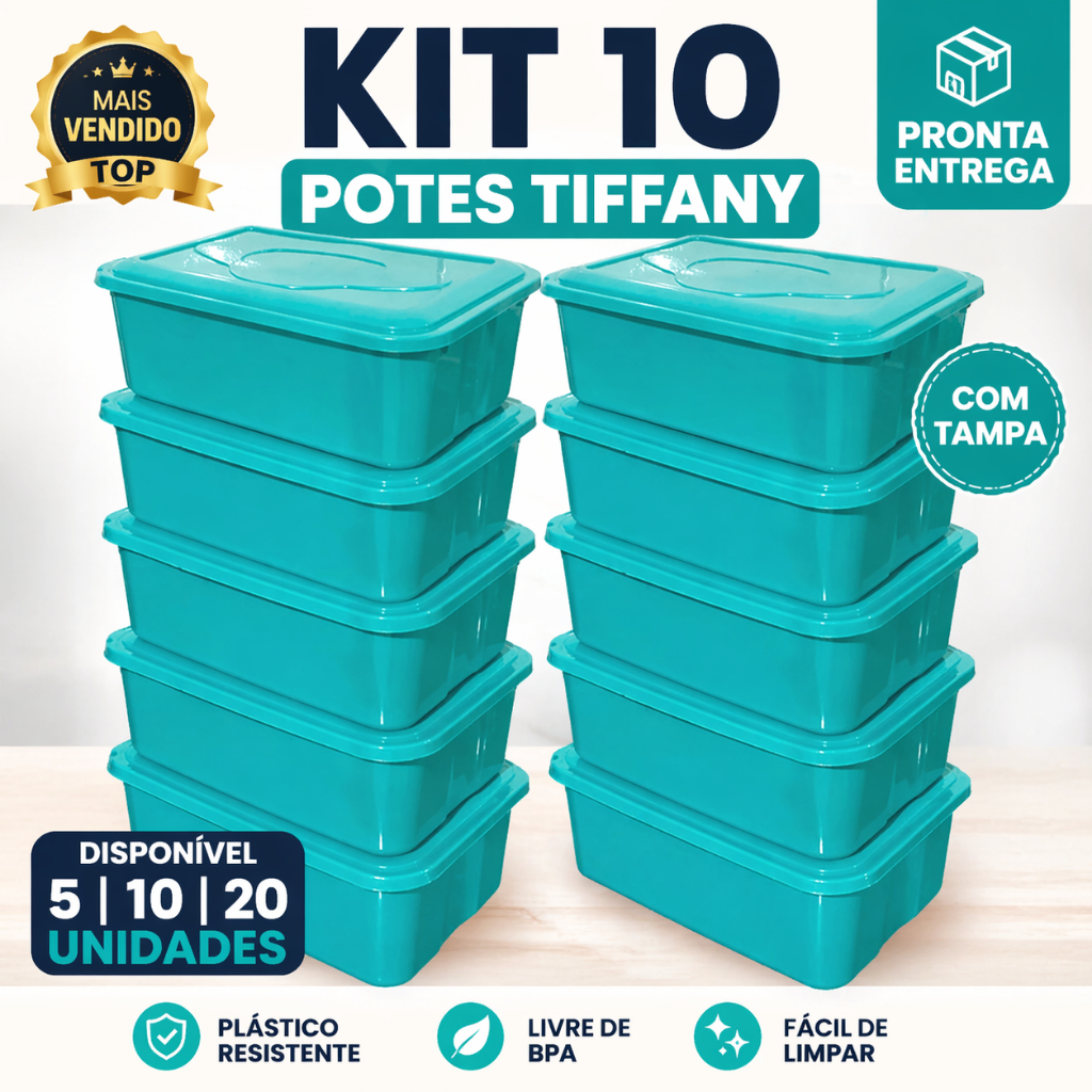 Kit Potes 4L Herméticos Porta Mantimentos Organizador Cozinha Transparente