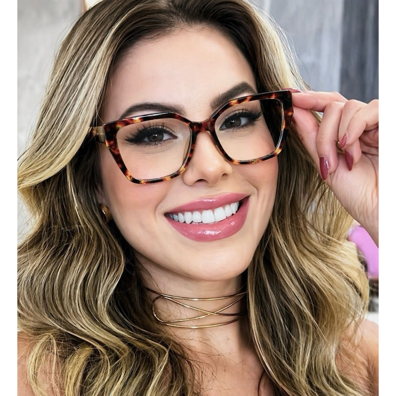 Armação Óculos Feminino sextavado Moderno Modelo9767
