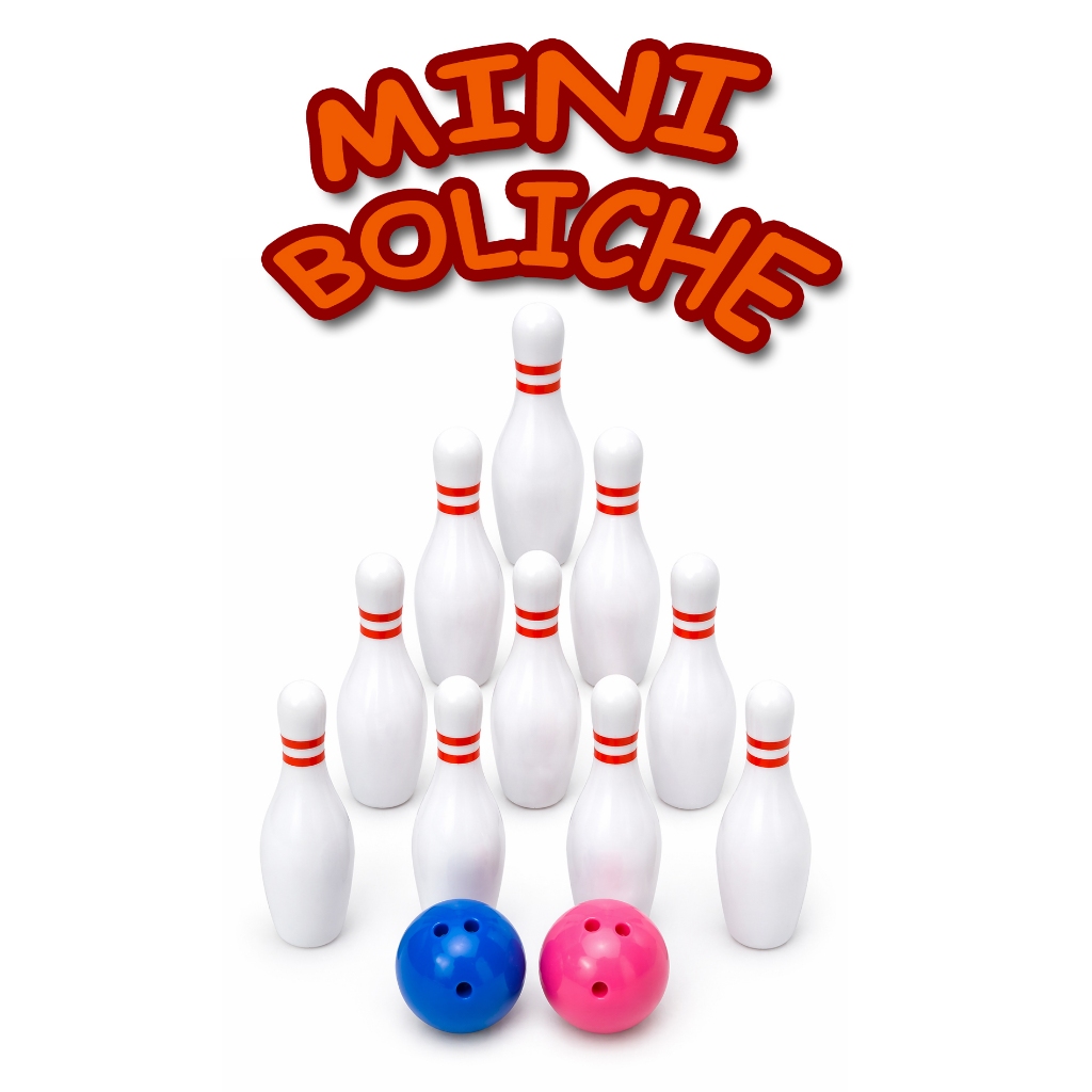 Kit Mini Boliche Kit com 2 Bolas e 10 Pinos Tamanho Mini Brinquedo para Crianças