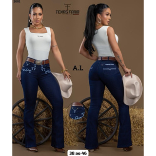 Calça country feminina bordada com elastano rodeio montaria em Oferta na Shopee