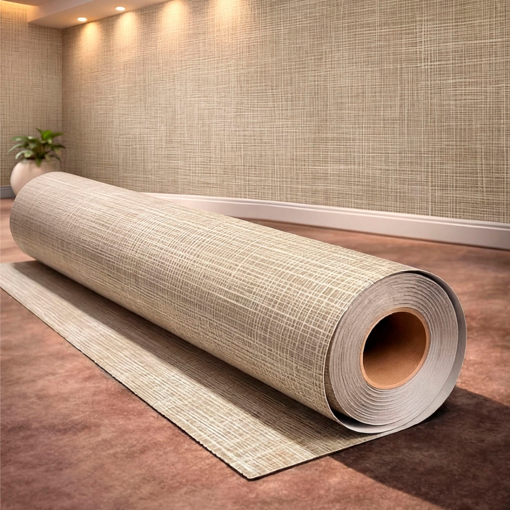 Papel de Parede Autocolante Vinílico Texturizado Linho Neutro Para Sala Hall
