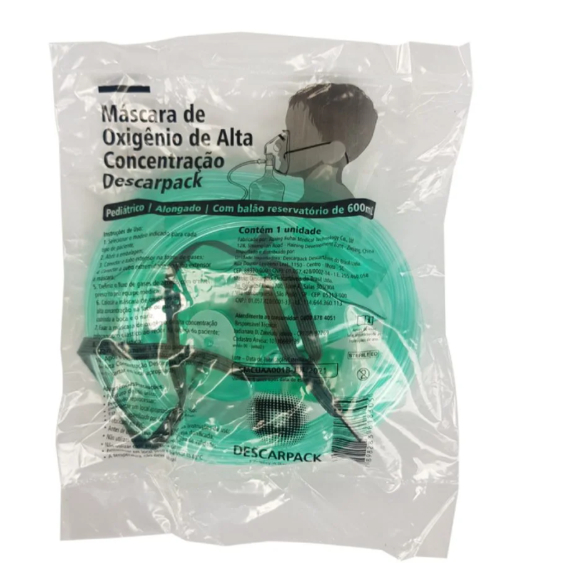 Máscara de Oxigênio de Alta Concentração Descarpack - Pediátrico
