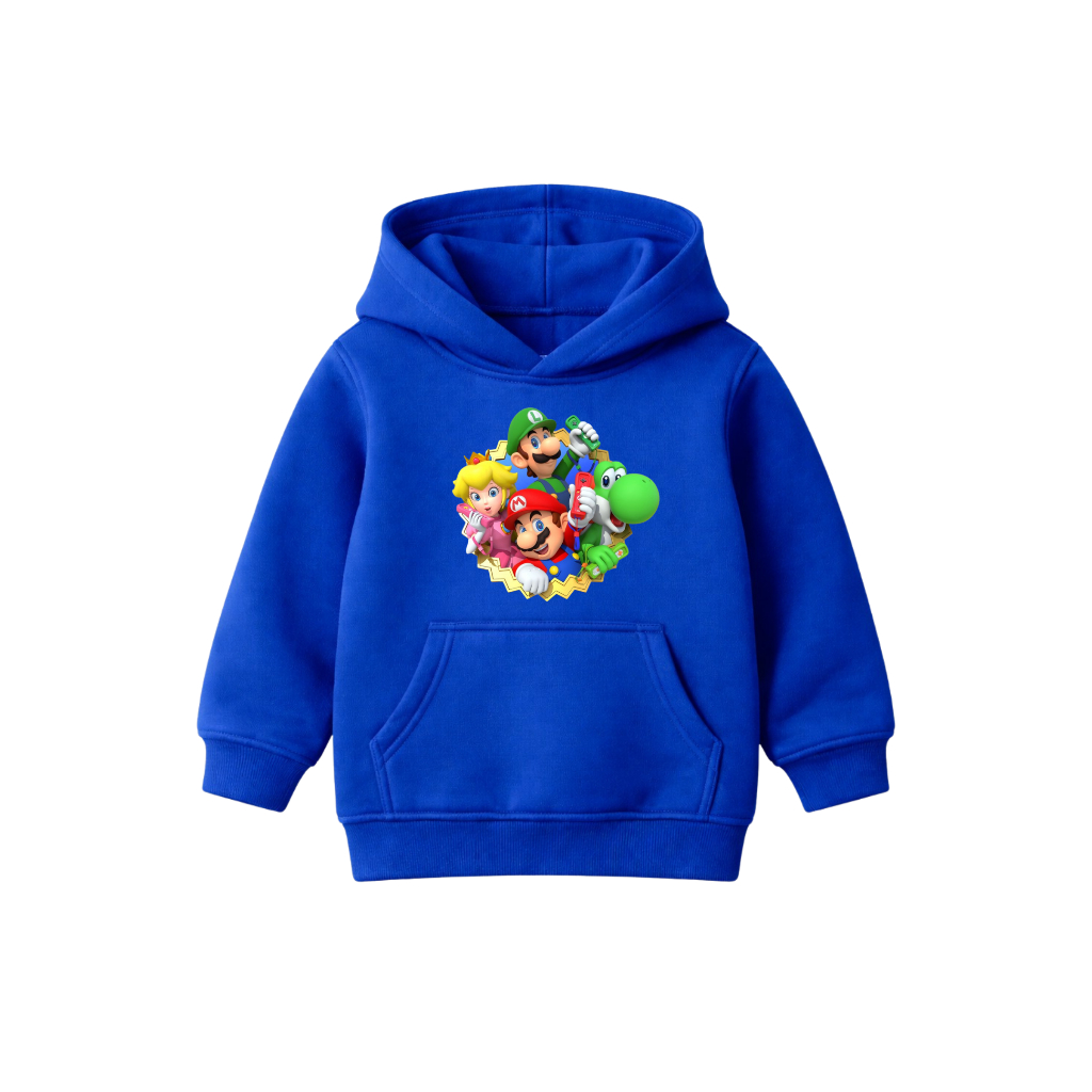 Moletom Infantil Supermário Unissex Com Capuz Canguru Algodão Lilo Blusa de Frio Agasalho