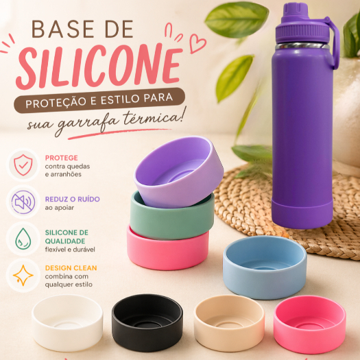 Base Para Garrafa Capa de Silicone Protetora Antiderrapante Antirruido Duravel Para Garrafas Térmicas 800ml