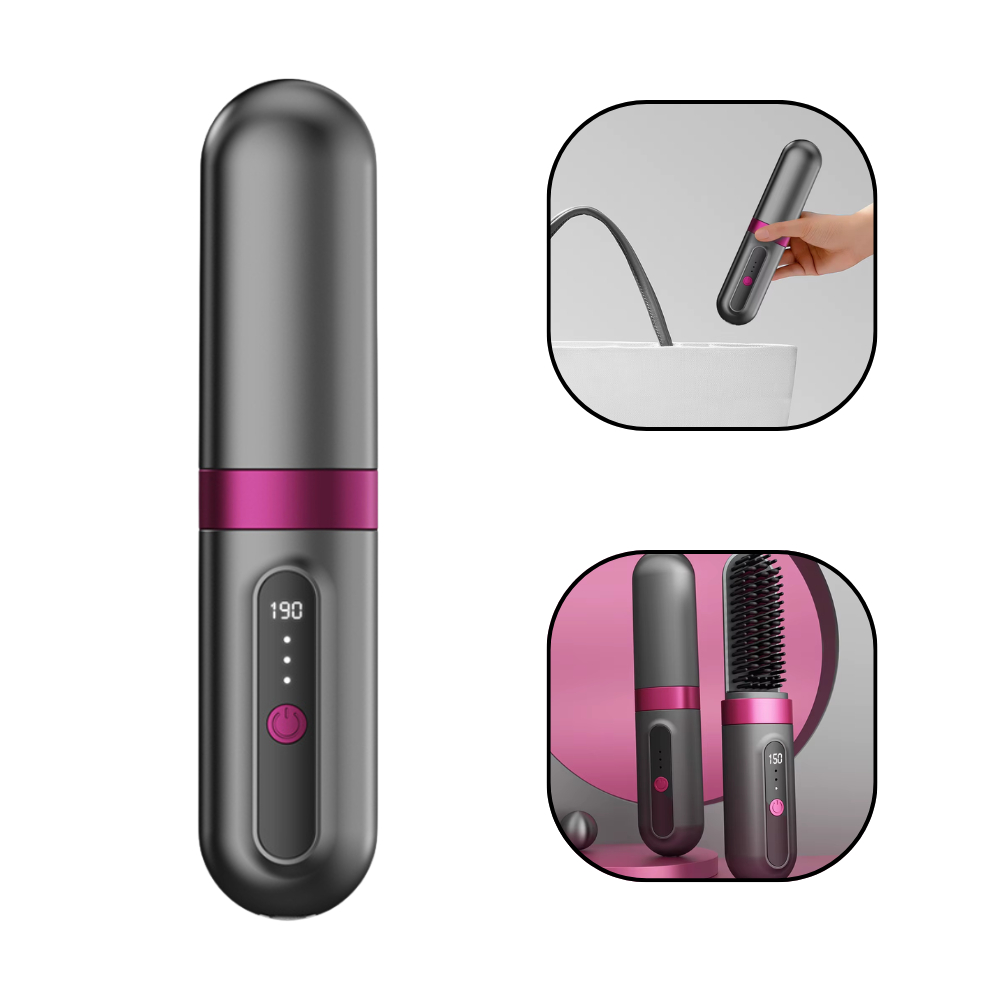 Escova  Chapinha  Alisadora Sem Fio Elétrica Portátil Recarregável USB Cerâmica