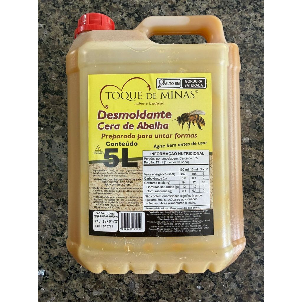 Desmoldante Unta Forma Cera de Abelha 5kg Toque de Minas