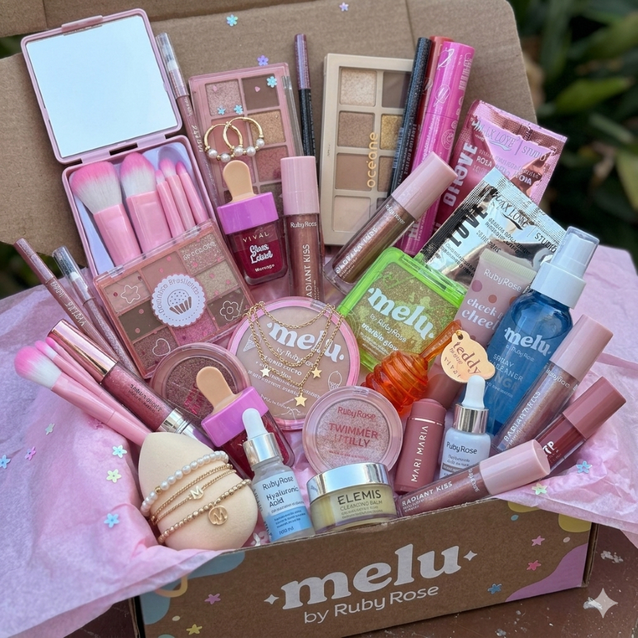 Kit de Maquiagem 10 Produtos com Pinceis de Maquiagem Melu Ruby Rose Febella Max Love MELU...