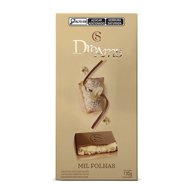 Tablete Dreams Mil-Folhas 130g Barra de Chocolate Cacau Show