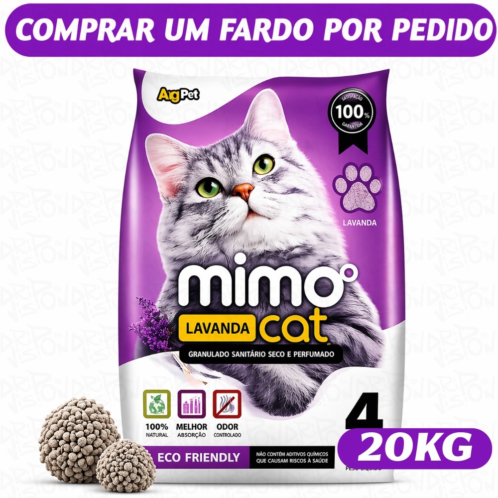 Kit 5 Areia Sanitária para Gato Mimo Cat 4kg Premium Controle de Odor Alta Absorção Lavanda
