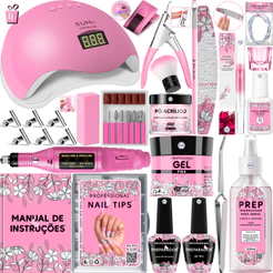 Kit Unhas de Gel Cabine Sun 5 LED UV 48w Digital Lixadeira Elétrica Caneta 20.000 RPM Molde Lixa Broca Presilha