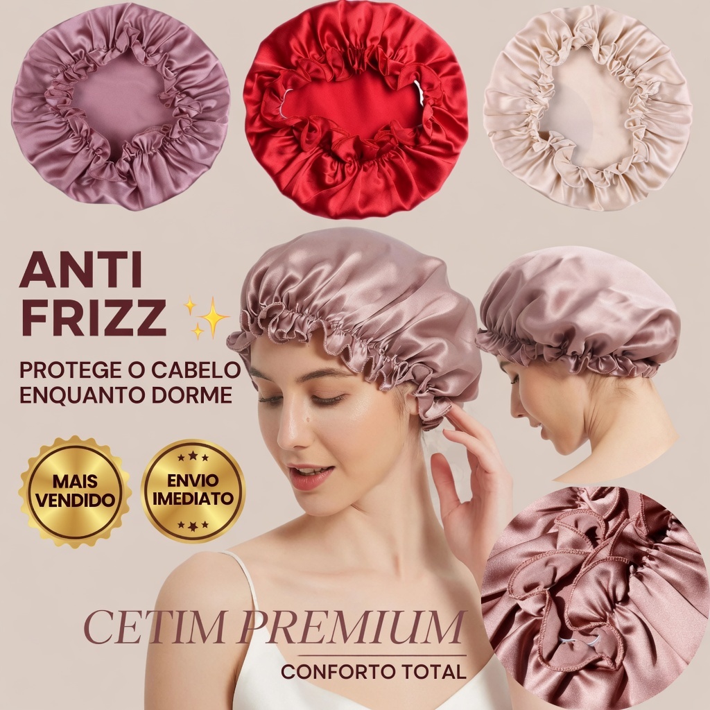 Kit 6/12/24 Unidades Touca de Cetim Anti Frizz