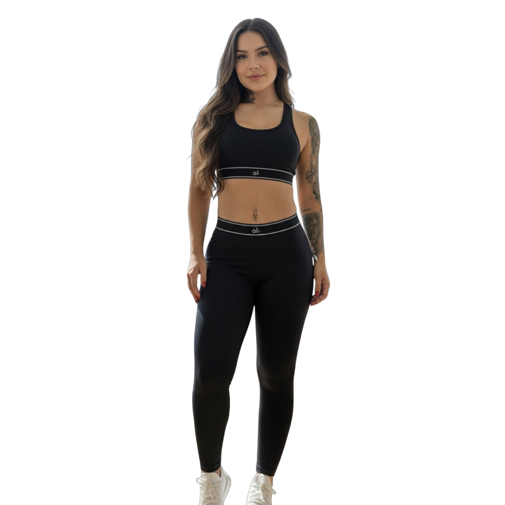 Conjunto Academia Feminino Moda Fitness Top Nadador e Calça Legging Blogueira