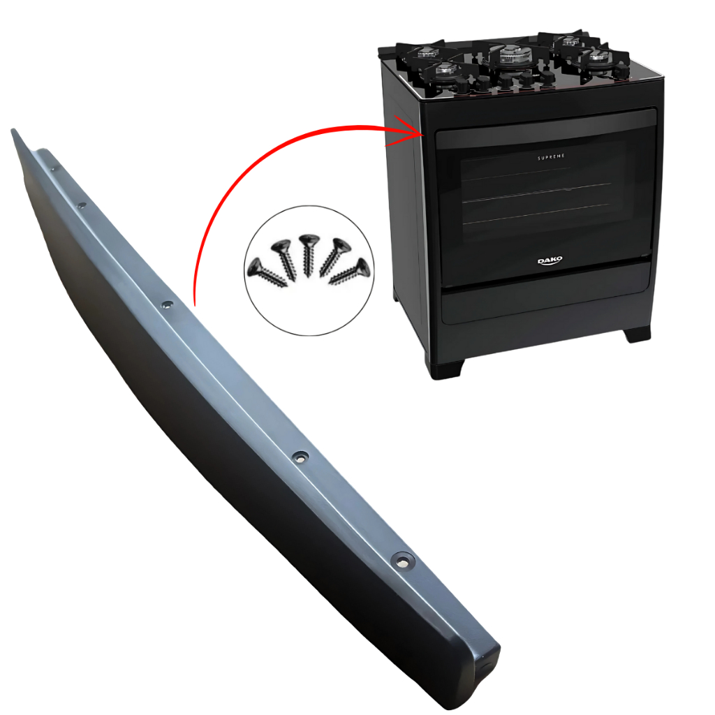 PUXADOR PORTA FORNO FOGÃO DAKO SUPREME GLASS 300000570/571/755 5 BOCAS + PARAFUSOS DE BRINDE