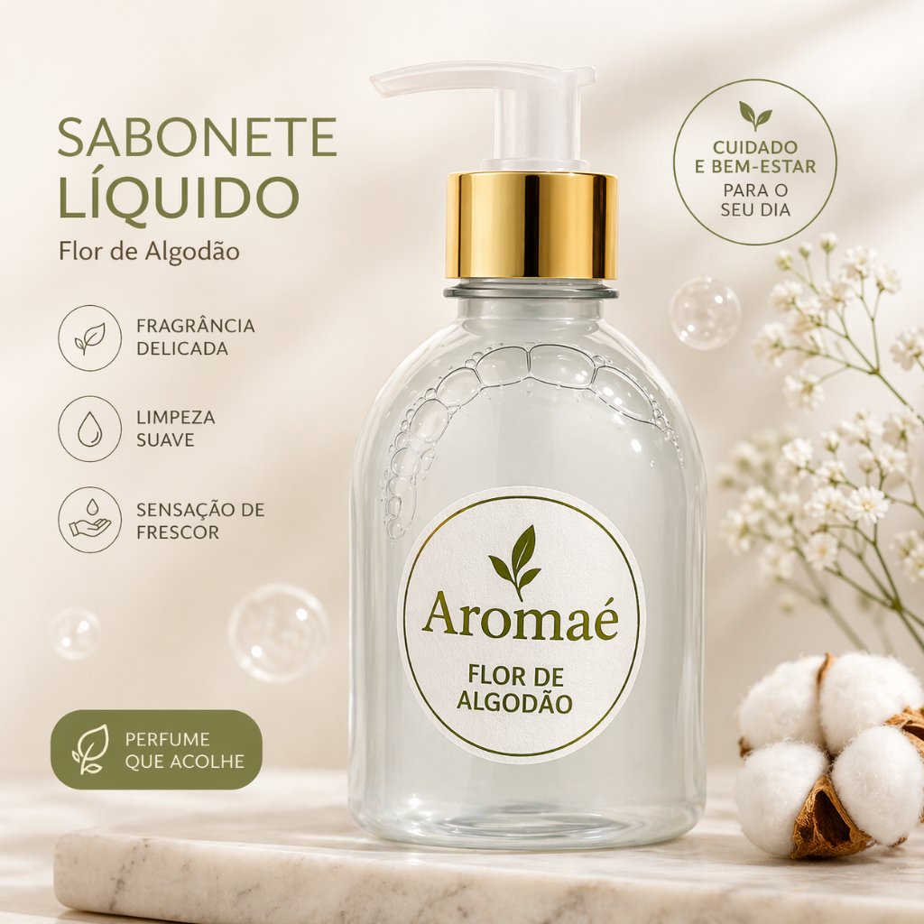 Sabonete em Gel Flor de Algodão Hidratante Perfumado 250ml Para Corpo e Mãos