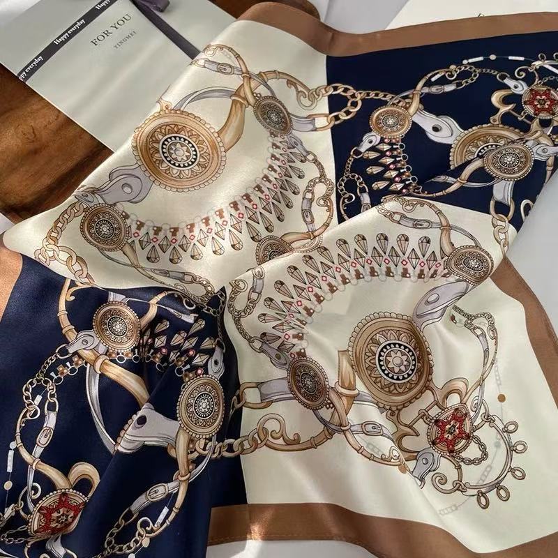 Lenço Feminino Cetim 90x90 Grande Quadrado Estampado Moda Multiuso Bandana