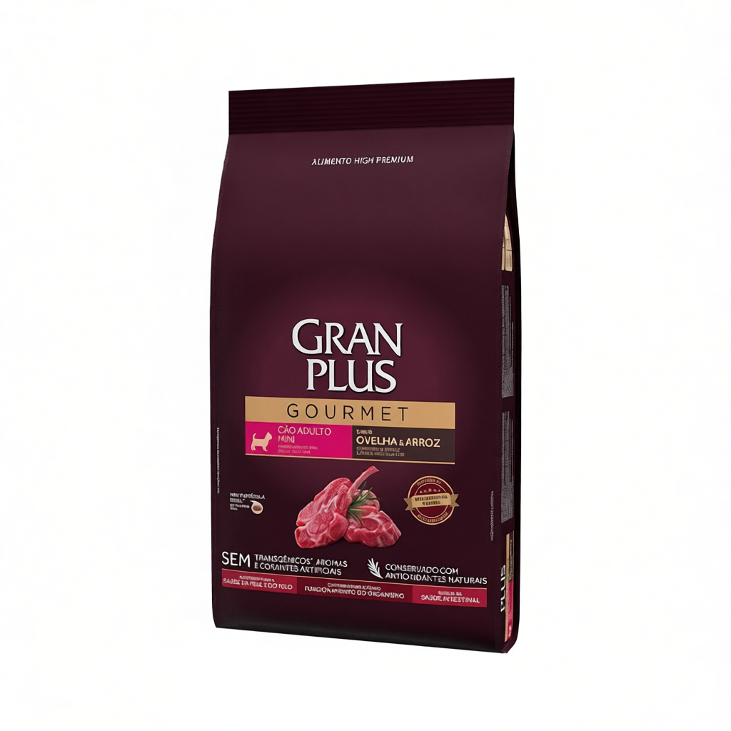 Ração GranPlus Gourmet para Cães Adultos de Porte Mini Sabor Ovelha e Arroz 3 kg