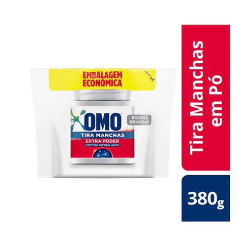 Tira-Manchas em Pó Omo Extra Poder  roupas Brancas Pacote 380g Refil Embalagem Econômica, OMO C/ 3 unidades