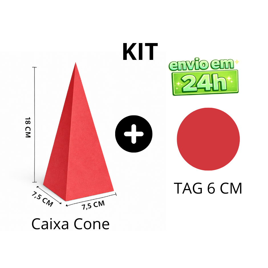10 Caixa Cone/Pirâmide lisa VERMELHO para personalizar lembrancinhas para festa