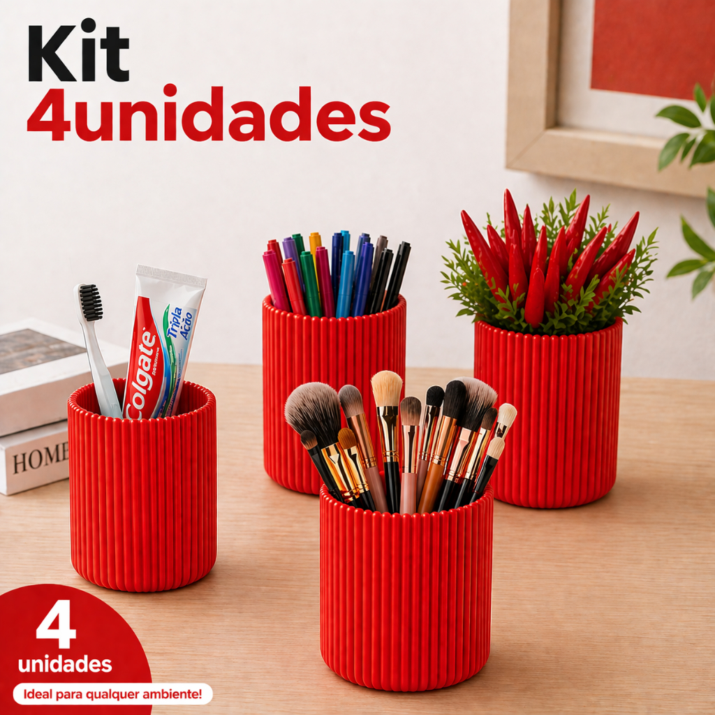 Porta Pincel de Maquiagem  Objetos Organizador de Mesa - Porta Caneta Decoração Maquiagem Vaso 3D