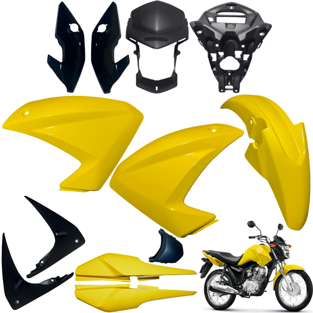 Kit Carenagem Fan 125 150 2014 2015 Par Asa Tanque Máscara Frontal Aranha Paralama Rabeta Traseira