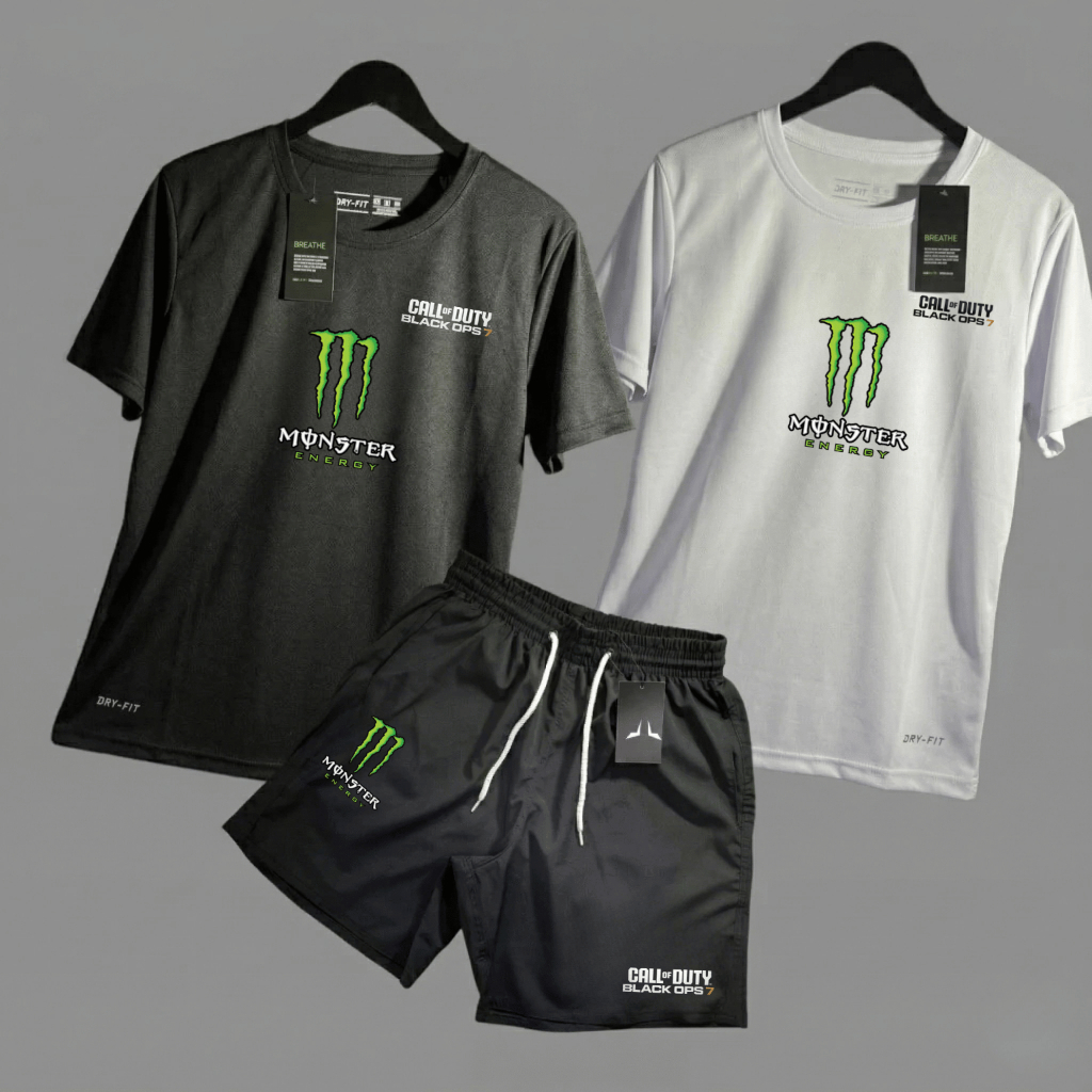 Kit 2 CAMISA 1 Short Tactel Mauricinho Bermuda Camiseta Dry fit Com Elastano Esporte Academia