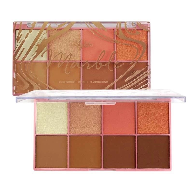 Paleta de Contorno, Blush e Iluminador Marble MY8313 - Design Luxuoso e Pigmentação Alta