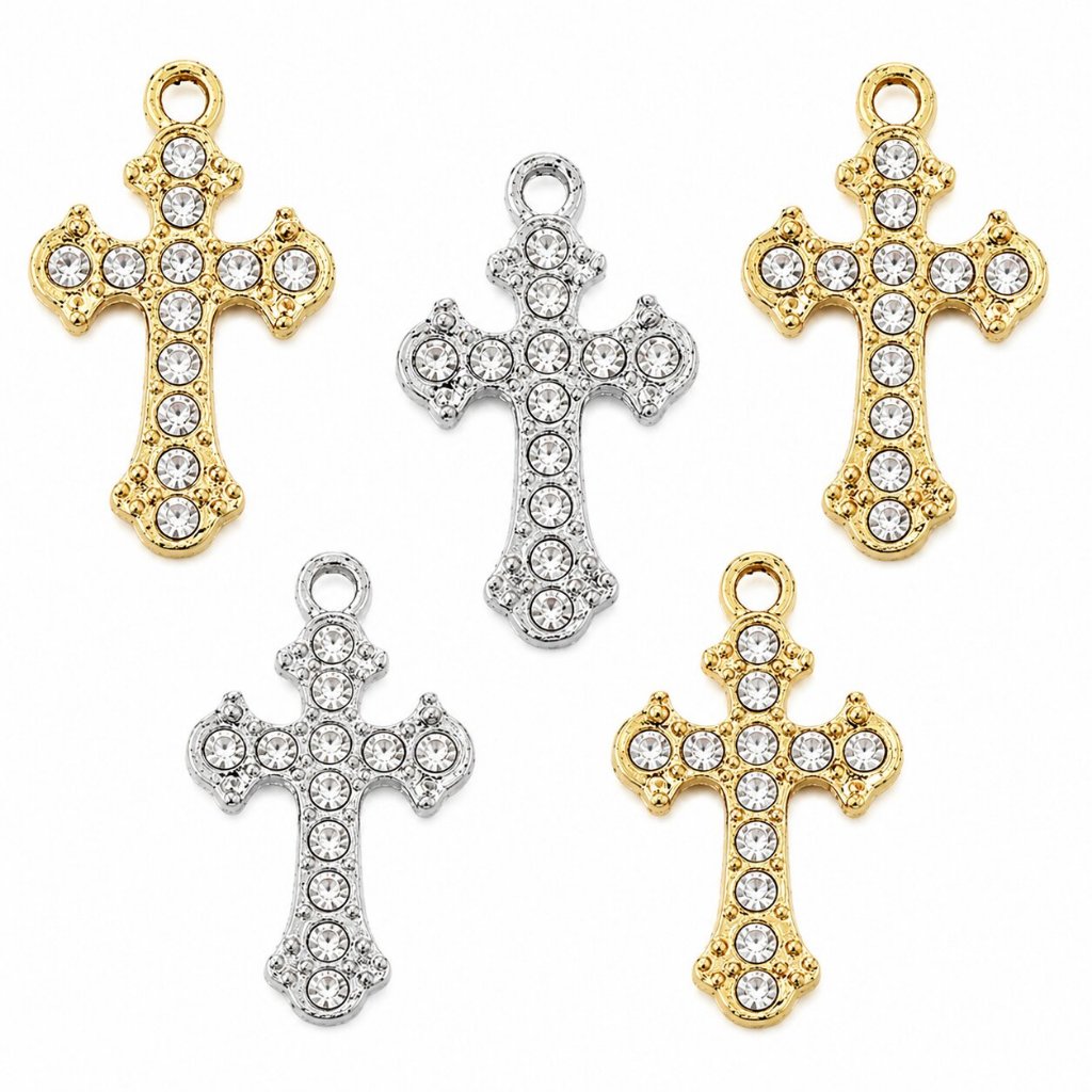 Pingente de Cruz Crucifixo Cravejado Kit com 10/20 Peças