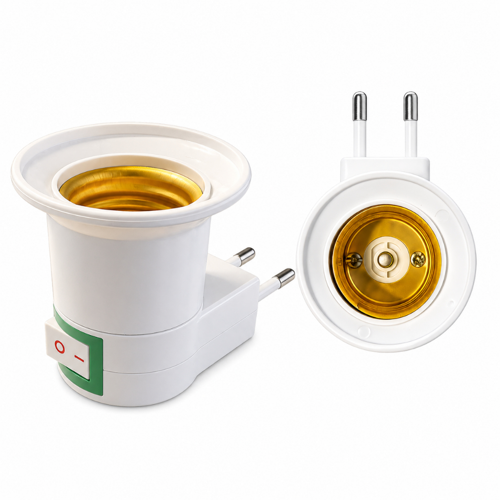 Soquete Bocal Tomada Lâmpada E27 com Interruptor Botão Liga Desliga Bivolt Adaptador