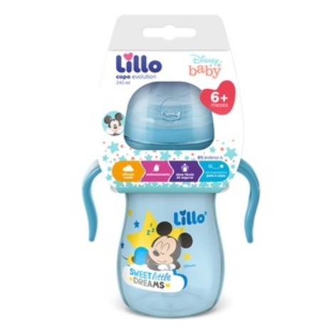 Copo de Treinamento Mickey Lillo - 240ml, Antivazamento, Livre de BPA