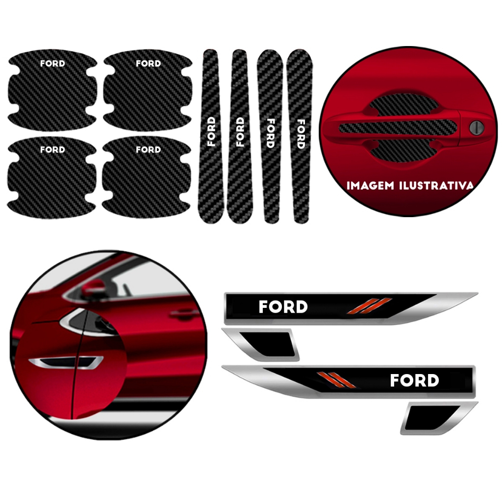 Kit Adesivos Automotivo Para Carro Paralama + Protetor Maçaneta Ka Ecosport Focus Fusion