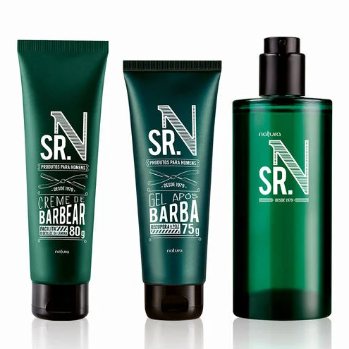 Kit Natura masculino Sr. N - 1 gel pós-barba, 1 colônia 100ml e 1 creme de barbear
