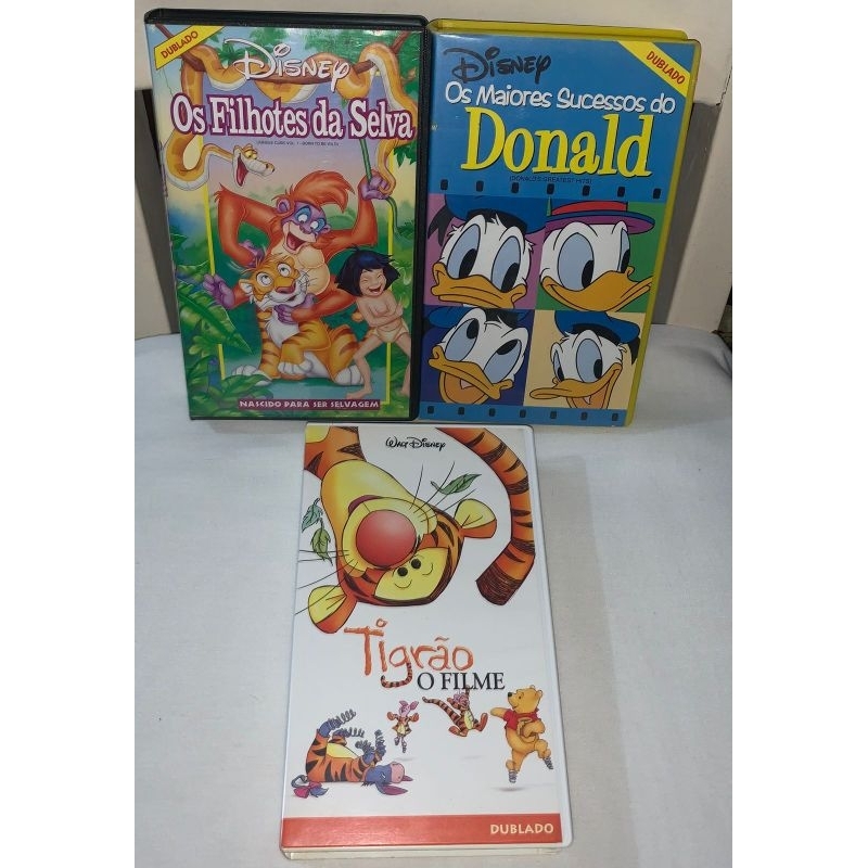 3 Filmes Vhs Disney Tigrão O Filme Pato Donald e Filhotes da Selva