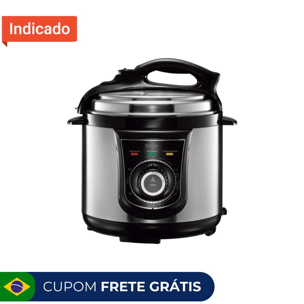 Imagem Panela de Pressão Elétrica Elgin 4L Inox 840W Segurança Trava Automática Cozimento Rápido