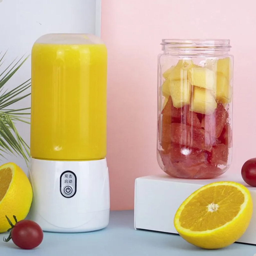 Mini Liquidificador Portátil USB Recarregável 400ml 6 Lâminas Mixer Shake Suco 19x8cm