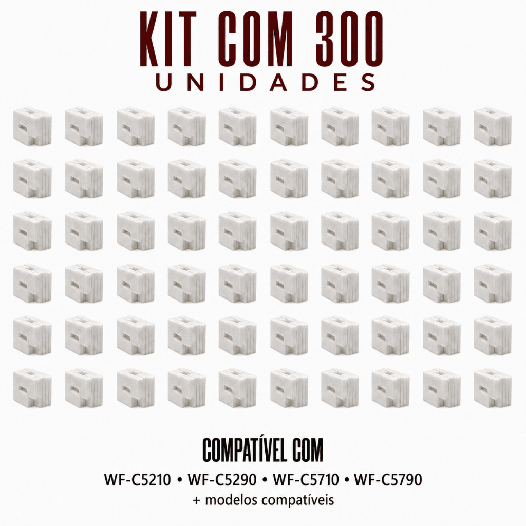 Kit 300 Feltro Almofada Epson T6716 T671600 Sem Chip WF-C5210 C5290 C5710 C5790 M5299 M5799