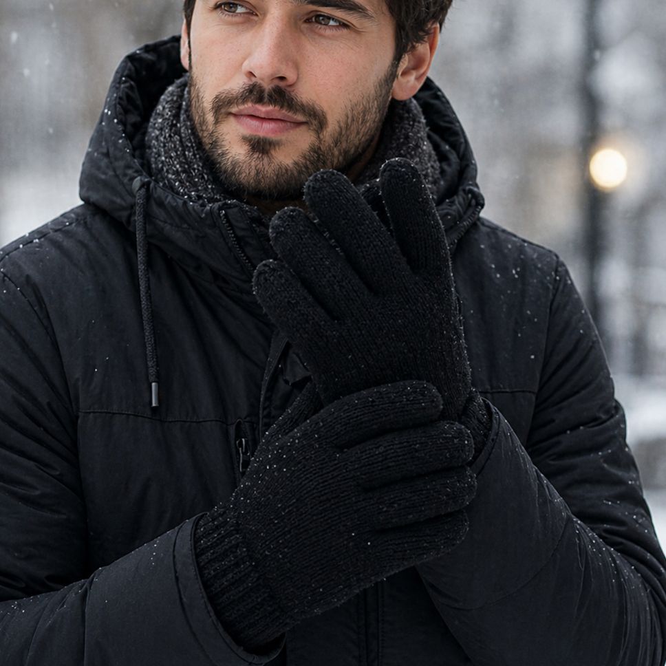 Luvas de Lã Preta Unissex Para Inverno – Quentes, Confortáveis e Ideais Para Dias Frios