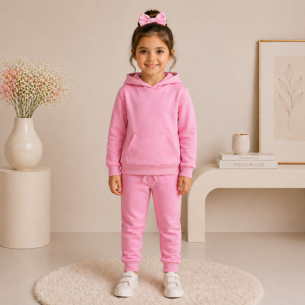Conjunto De Moletom Infantil Menina 04 ao 14 Pelúciado Quentinho Confortável Juvenil Unissex Inverno