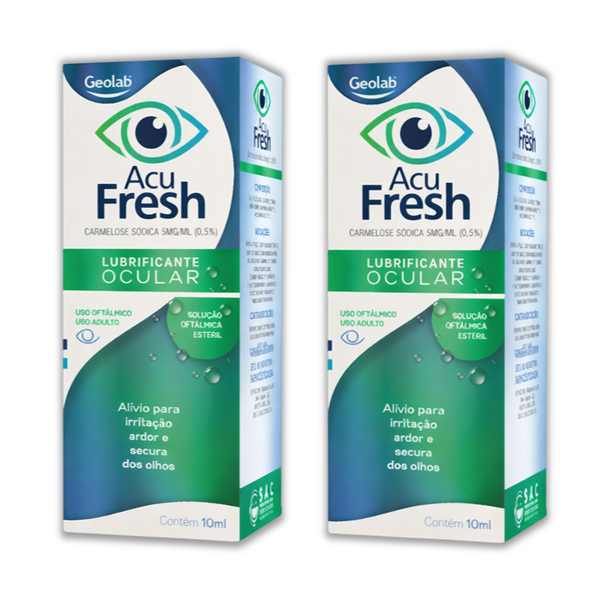 Kit Com 2 Acu Fresh Lubrificante Ocular Carmelose Com 10mL Cada